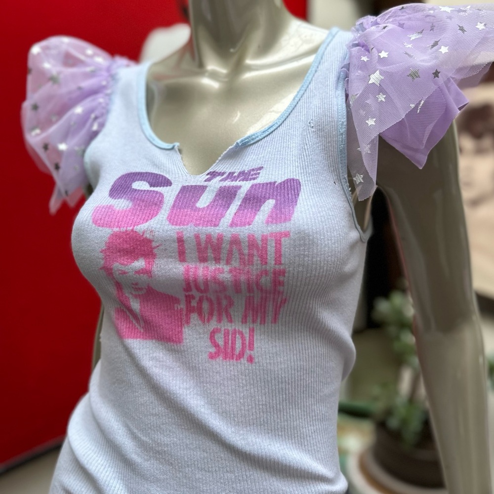 ⚡️SID VICOUS I want Justice for my Sid! Punk rock graffiti distressed Tank top M